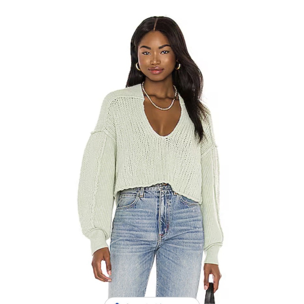 We The‎ Free Free People Chunky Knit Cropped Sweater Balloon Sleeve XS